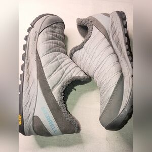 Merrells Fleece Gray Lined Outdoors‎ Cozy Warm Winter Fall Slip-Ons Mocassins